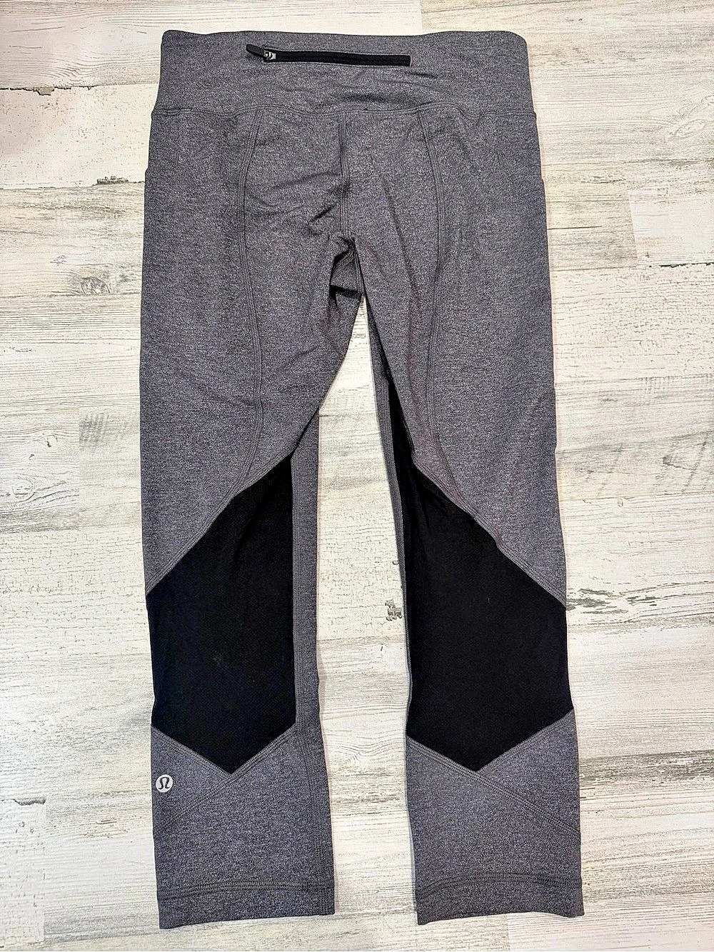 lululemon Speed Up Crop 21" Color Block Leggings Gray & Black Size 6
